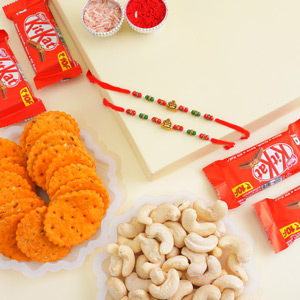 Two Buddha Rakhis with Chocolates N Dry Fruit - Send Rakhi to Kanpur