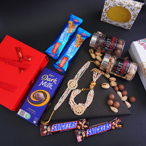 Couples Rakhi Set with Chocolates N Dry Fruits - Send Rakhi to Hyderabad