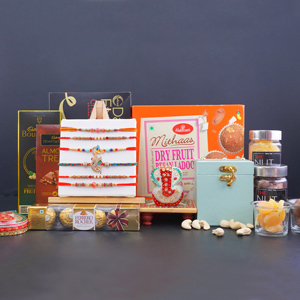 Set of Six Rakhis with Ganesha Idol Gift Hamper - Rakhi Gift Ideas