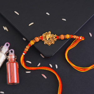 Designer Golden Ganesha Rakhi for Brother - Rakhi for Brother