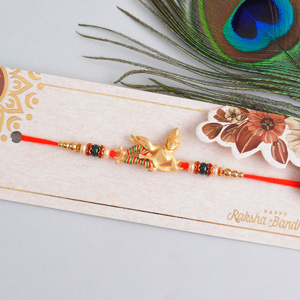 Shining Golden Krishna Rakhi - Rakhi for Brother