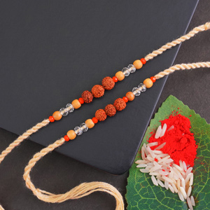 Double Rudraksha Rakhis for Brothers - Send Rakhi to Noida