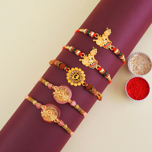 Set of Five Stunning Rakhis - Send Rakhi to Gurgaon