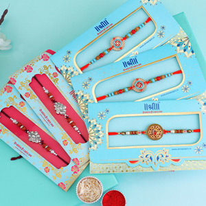 Silver Bright Rakhi Set of Five - Set of 5 Rakhis