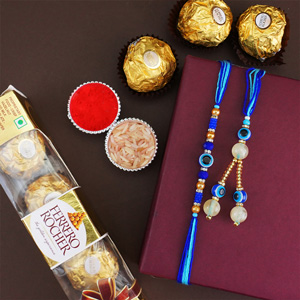 Evil Eye Rakhi for Bhaiya Bhabhi with Chocolates - Rakhi with Chocolates