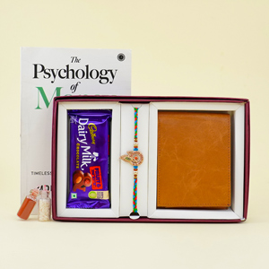 Gift Pack of Auspicious Rakhi with Book N Chocolate - Rakhi Gift Ideas