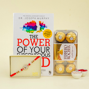 Designer Rakhi with Book  N  Chocolates Gift Pack - Send Rakhi to Noida