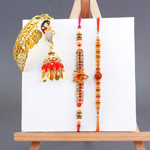 Set of Three Attractive Rakhis Worldwide Delivery
