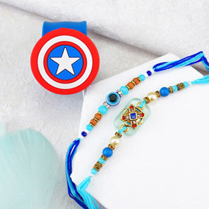 Set of Three Blue Colored Rakhis Worldwide Delivery