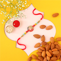 Sneh Colourful Pearls Rakhi & Almonds - Send Rakhi to Singapore