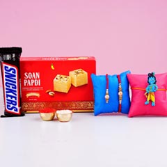 Bhaiya Bhabhi Kid Rakhi Set with Soan Papdi & ChocolateFor UK - Rakhi Chocolates to UK