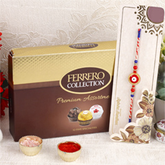 Red Evil Eye Rakhi with Ferrero Rocher Chocolate - Rakhi Chocolates to UK