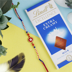 Red Evil Eye Rakhi with Chocolate - Rakhi Chocolates to UK