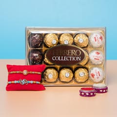 Glittering Beads Rakhi Set with Chocolate HamperFor UK