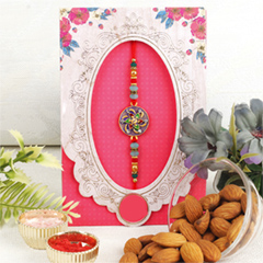 Floral Design Rakhi with Almond - Rakhi Dry Fruits to UK