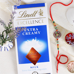 Floral Premium Rakhi with Lindt Creamy Chocolate - Rakhi Chocolates to UK