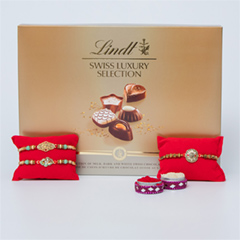 Ethnic Aum & Shree Beads Rakhi Set with Lindt Swiss Luxury - Rakhi Chocolates to UK