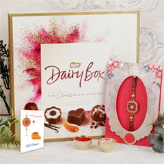 Beateous Square Rakhi with Chocolates - Rakhi Chocolates to UK