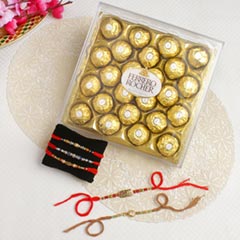 Magnificent Family Rakhi Set with Ferrero Rocher Chocolate Hamper For UK
