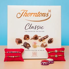 Four Designer Rakhi Set with Premium Chocolate Box For UK