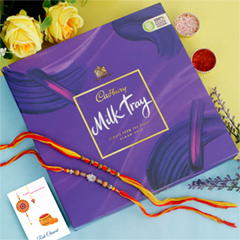 Buddha Palm Hast Rakhi Set with Chocolate Hamper - Rakhi Chocolates to UK