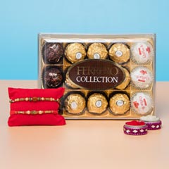 Astonishing Designer Rakhis with Ferrero Collection ChocolatesFor UK