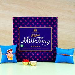 White Rudraksha & Bal Hanuman Rakhi with Chocolate - Rakhi Chocolates to UK