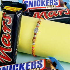 Designer Rakhi with Chocolate Bars - Rakhi Chocolates to UK