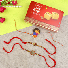 Beautiful Family Rakhi Set with Sweet - Kids Rakhi to UK