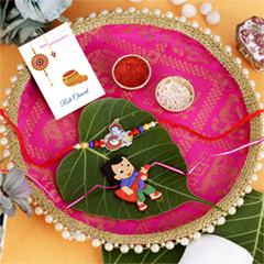 Kids Rakhi Set with Puja Thali - Kids Rakhi to UK