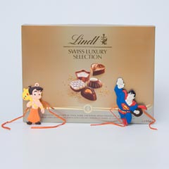 My Little Champ Kids Rakhi Set with Lindt Swiss Chocolates Hamper For UK