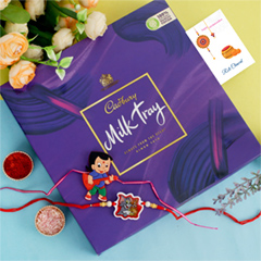 Two Cartoon Kids Rakhi with Chocolate - Rakhi Chocolates to UK
