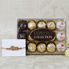 Veera Rakhi With Ferrero Rocher Hamper - Rakhi Chocolates to UK
