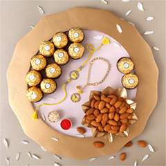 Sneh Butterfly Rakhi Set and 16 Pcs Ferrero Rocher with Almonds - Rakhi Cards to UAE