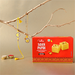 Sneh Butterfly Rakhi Set and 250 Grams Soan Papdi - Rakhi Sets to UAE