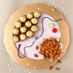 Sneh Krishna Rakhi With Almonds and Ferrero Rocher - Rakhi Thali to UAE