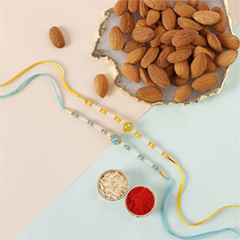 Sneh Vibrant Set Of 2 Pearl Rakhis with 250 Grams Almonds - Rakhi Sets to UAE