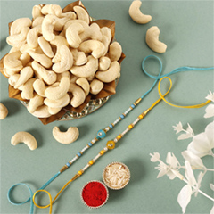Sneh Vibrant Set Of 2 Pearl Rakhis with 250 Grams Cashew - Rakhi Sets to UAE