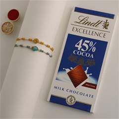 Sneh Vibrant Set Of 2 Pearl Rakhis with Lindt Bar - Rakhi Sets to UAE
