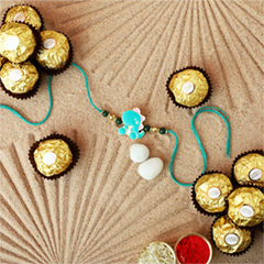 Sneh Lovely Dino Rakhi with 16 Pcs Rocher - Rakhi Chocolates to UAE