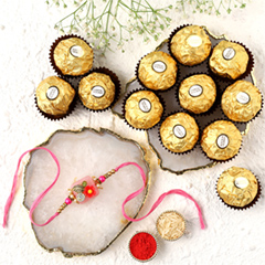 Fancy Stone Rakhi with 6 Pcs Rocher Dubai - Rakhi Cards to UAE
