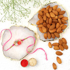 Fancy Stone Rakhi with 250 Grams Almonds - Send Rakhi to Dubai