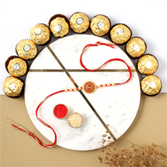 Beautiful Veera Rakhi with 16 Pcs Ferrero Rocher - Rakhi Chocolates to UAE