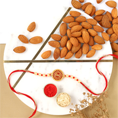 Beautiful Veera Rakhi with 250 Grams Almonds - Rakhi Cards to UAE