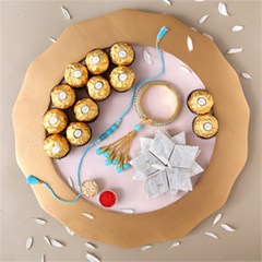 Sneh Blue Bangle Style Rakhi Set with Ferrero Rocher - Rakhi Thali to UAE