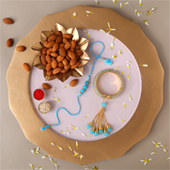 Sneh Blue Bangle Style Rakhi Set with Almonds - Rakhi Cards to UAE