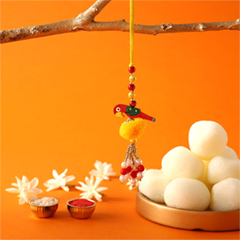 Parrot Lumba and 1 Kg Rasgulla Tin - Rakhi Cards to UAE