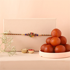 Sneh Ganesha Rakhi with 1 Kg Gulab Jamun - Rakhi Sweets to UAE