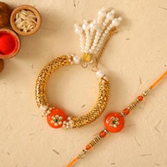 Orange Pearl And Lumba Rakhi S..