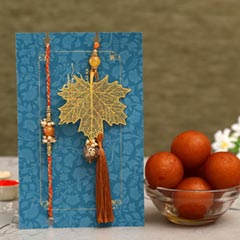 Maple Leaf Lumba Rakhi Set & Gulab Jamun Tin